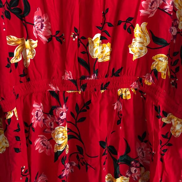 Old Navy Women's Boho Dress Size XXL Floral Bell Sleeve Elastic Waist *Spot* - Picture 10 of 11